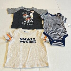NWT set of 2 T-shirt’s and one onesie striped Cat & Jack Little Me jumping Beans